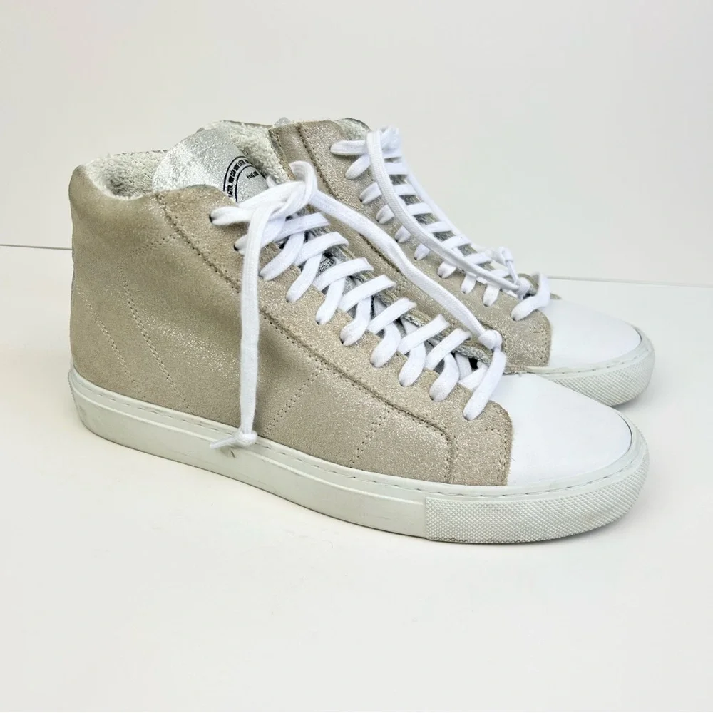 P448 High Top Sneakers Shimmery Gold Leather Size 37 / 7US Made in Italy